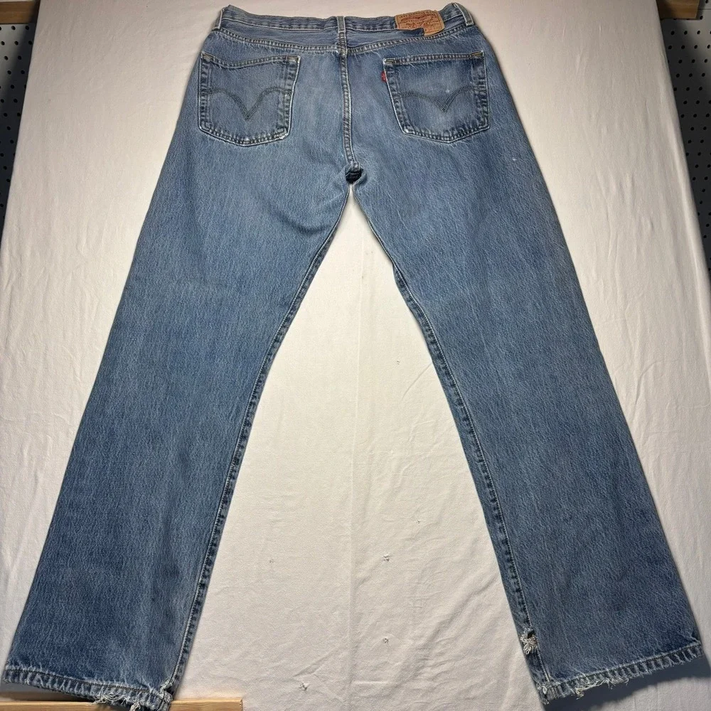 VTG Levi's 501 Jeans Mens 36x34 Fit 34x33 Blue Button Fly Straight Leg 90s Denim